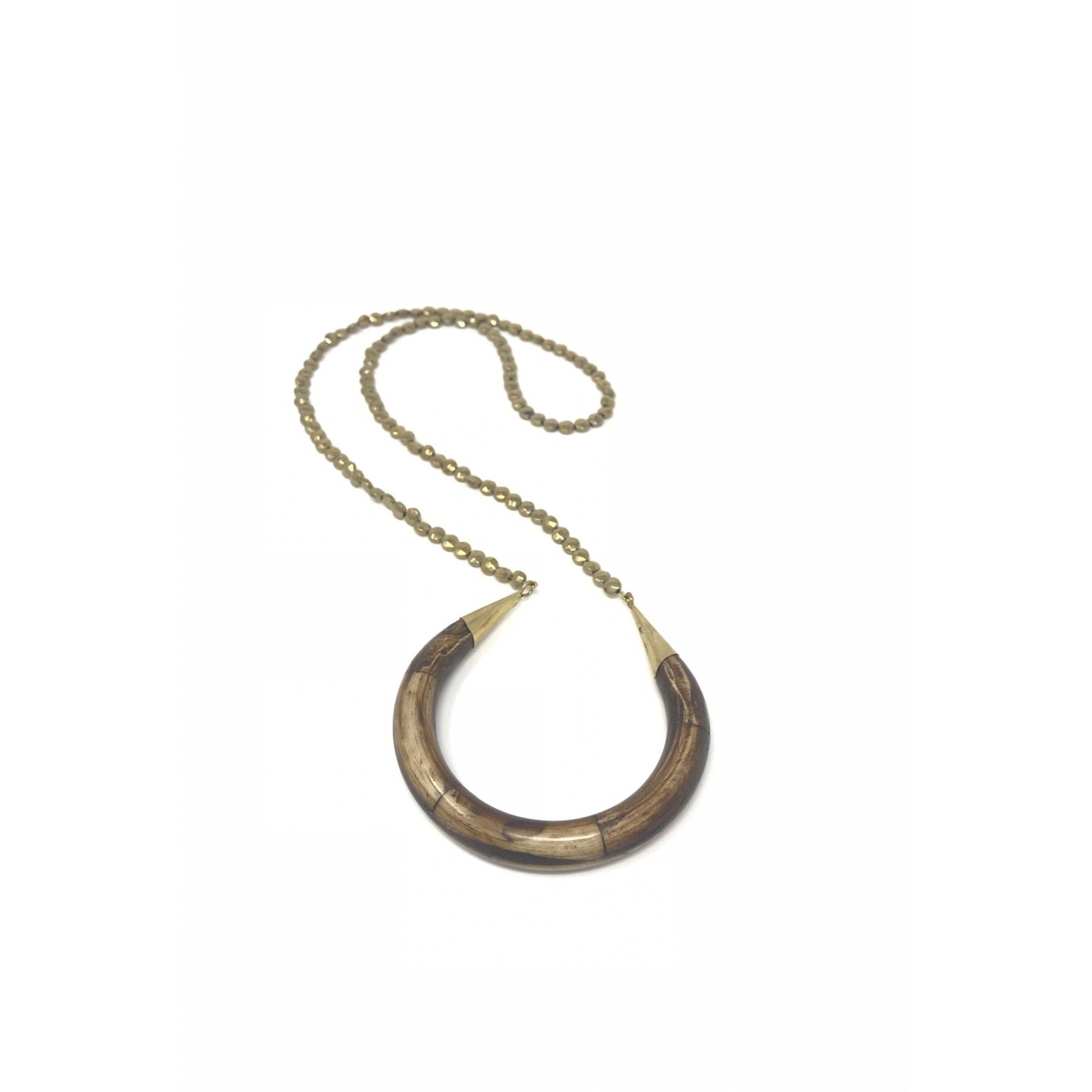 [RECTO] / ☆ SHOEHORN NECKLACE / VINTAGE BROWN Brown Luna Horn Necklace – Ariana Olivieri