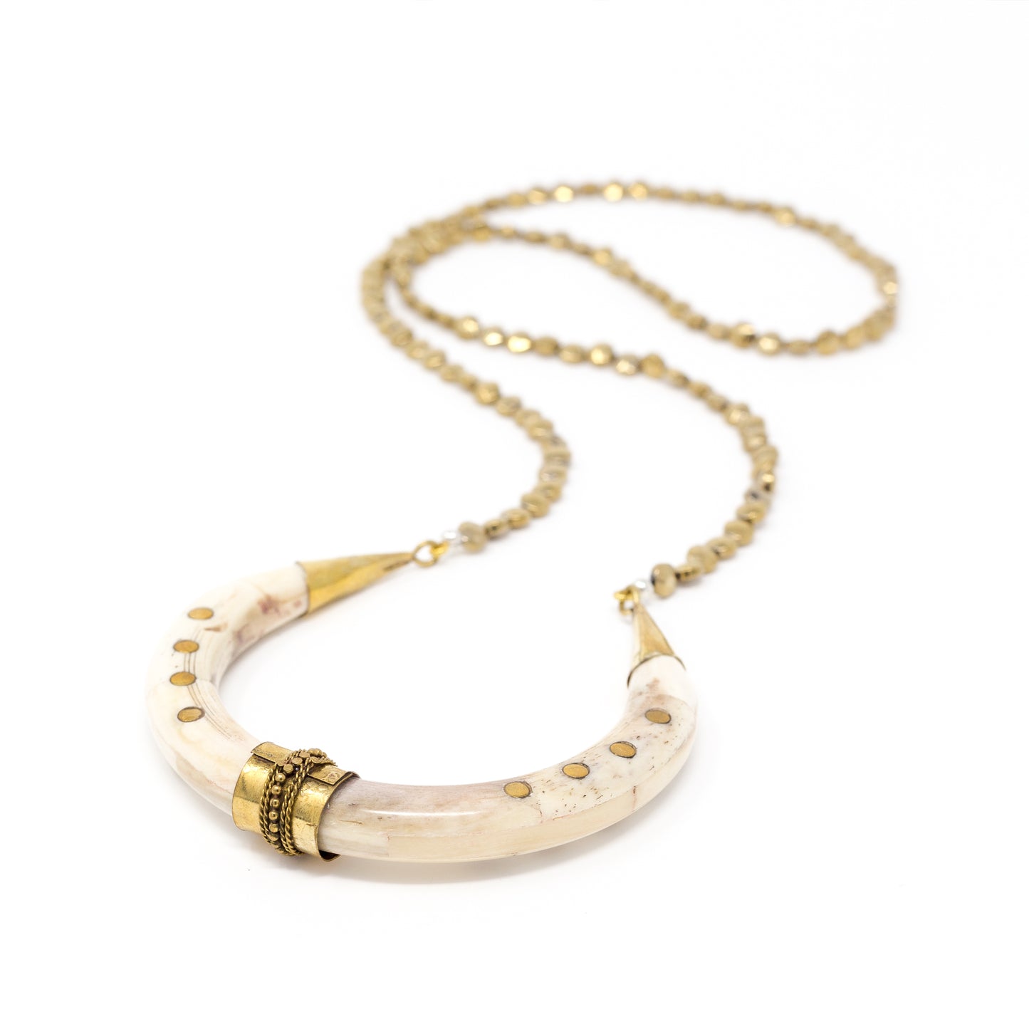 White Luna Horn Necklace