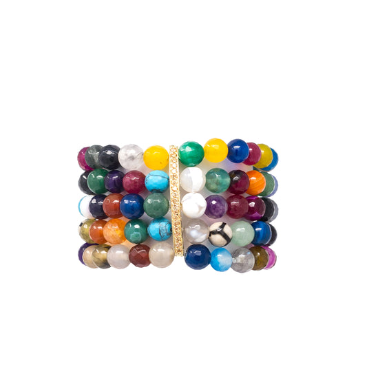 Multi Agates Bar Bracelet