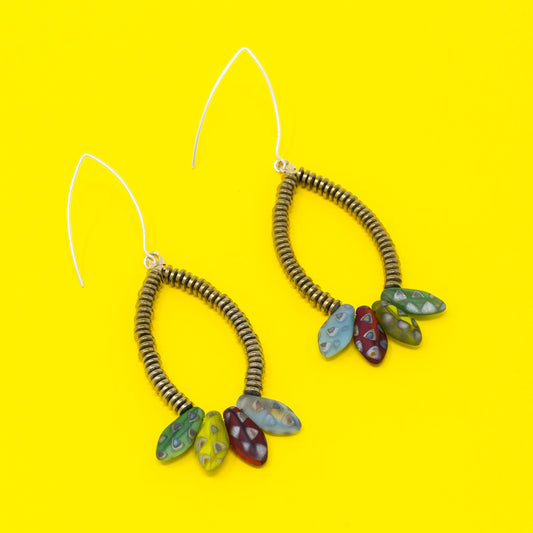 Rasta Gold Hematite Peacock Earrings