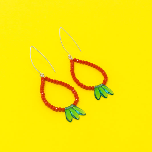 Red & Blue Peacock Earrings