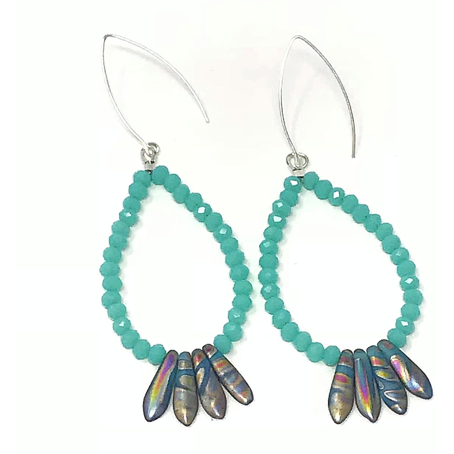 Aqua Blue Peacock Earrings