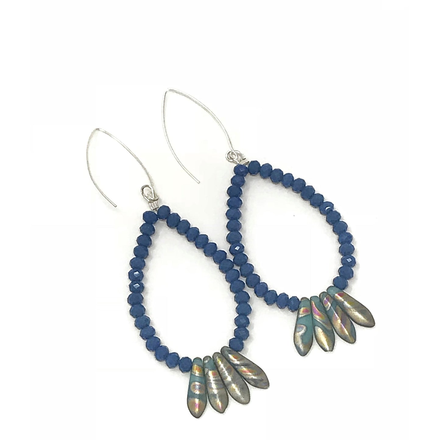 Dark Blue Peacock Earrings