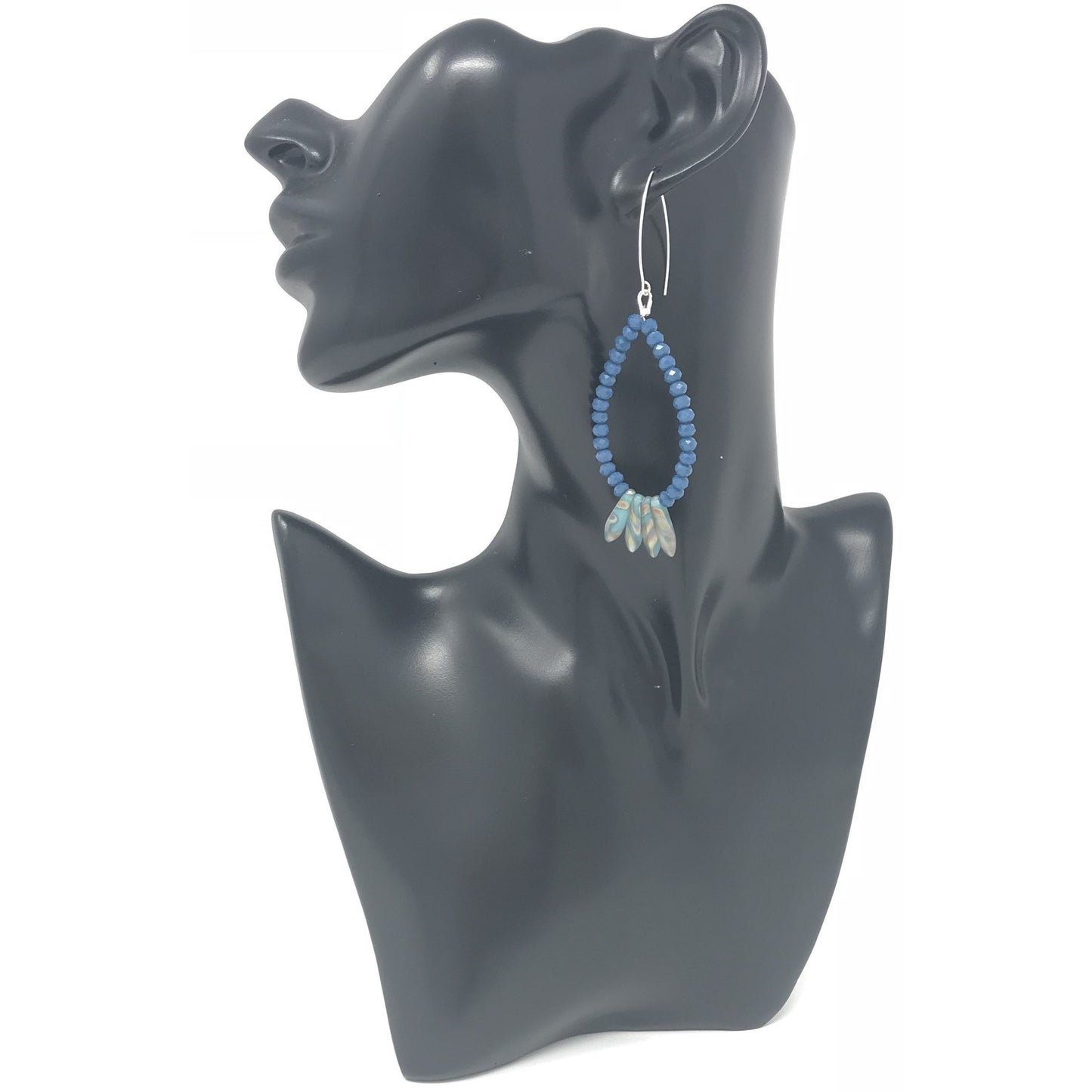 Dark Blue Peacock Earrings