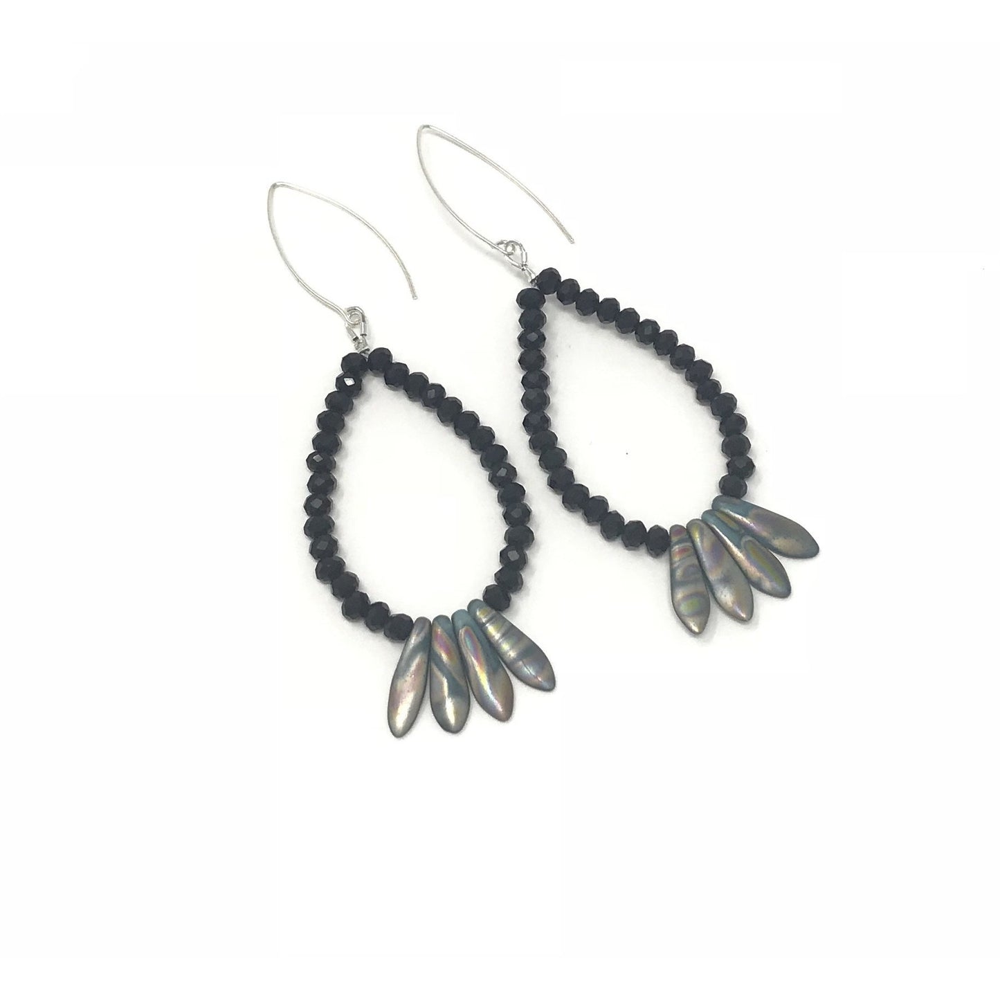 Black Blue Peacock Earrings